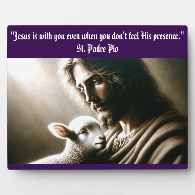 Photo Plaque de Tabletop Jésus avec agneau avec Easel (Devant)