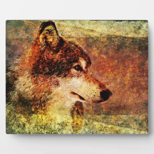 Photo Plaque décorative Wolf en bois peint
