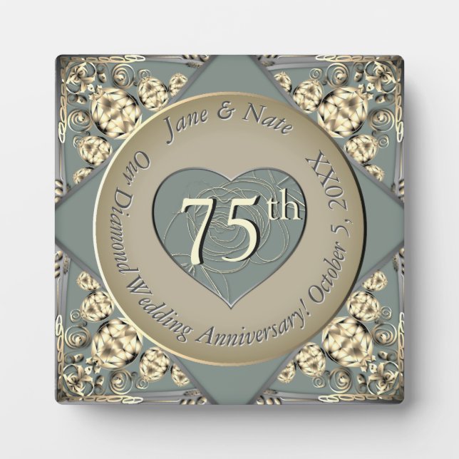 Photo Plaque du 75e anniversaire du diamant Mariage (Devant)