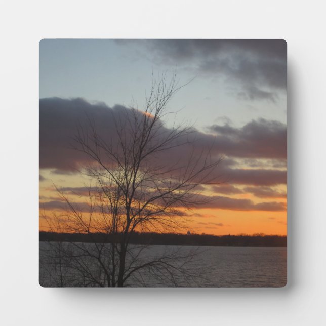 Photo Plaque du coucher de soleil sur le lac (Devant)