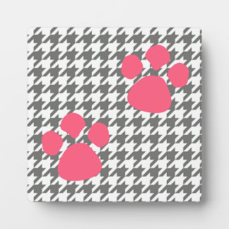 Photo Plaque Empreinte de patte - Houndstooth rose gris