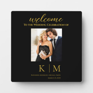Photo Plaque en noir et or-Monogramme-Tabletop avec de l