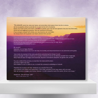 Photo Plaque Grand Canyon Desiderata