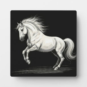 Photo Plaque Majestic blanche Cheval avec Easel