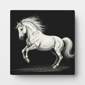 Photo Plaque Majestic blanche Cheval avec Easel