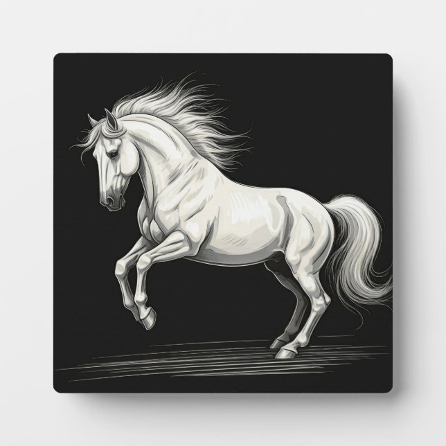 Photo Plaque Majestic blanche Cheval avec Easel (Devant)