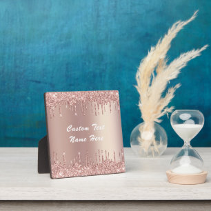 Photo Plaque Pailleté Or Rose Texte Personnalisé