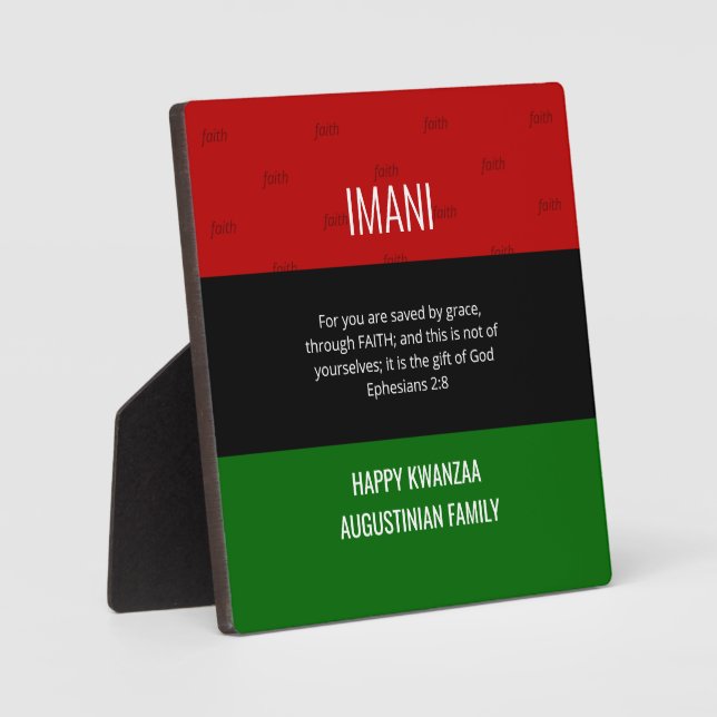 Photo Plaque personnalisée IMANI Happy Kwanzaa (Recto)