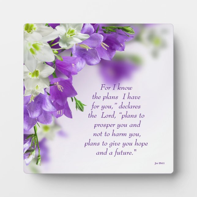 Photo Plaque photo—Fleurs violettes-Vert Jer 29:11 (Devant)
