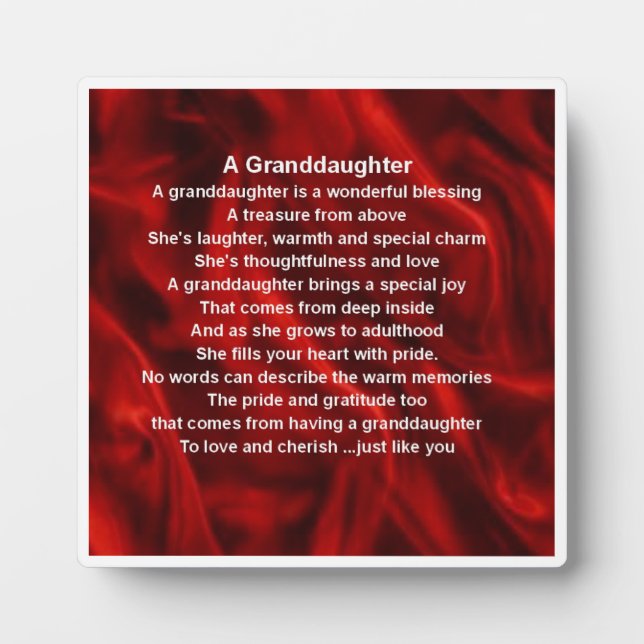 Photo Plaque Poem Grandgirl - Design en soie rouge (Devant)