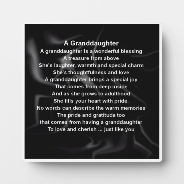 Photo Plaque Poem Grandgirl - Noir Soie Design (Devant)