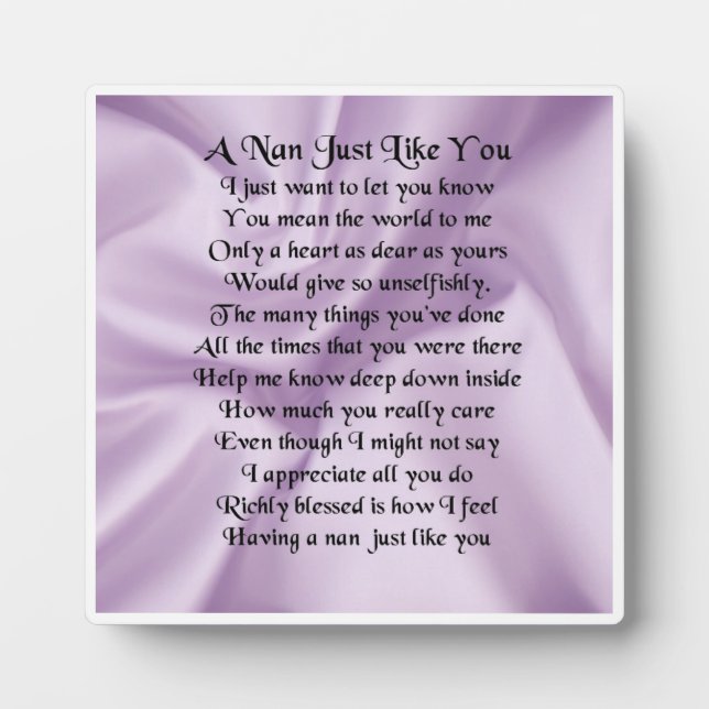 Photo Plaque Poem Nan - Lilac Silk Design (Devant)