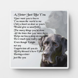 Photo Plaque Poem Soeur - Black Labrador Design