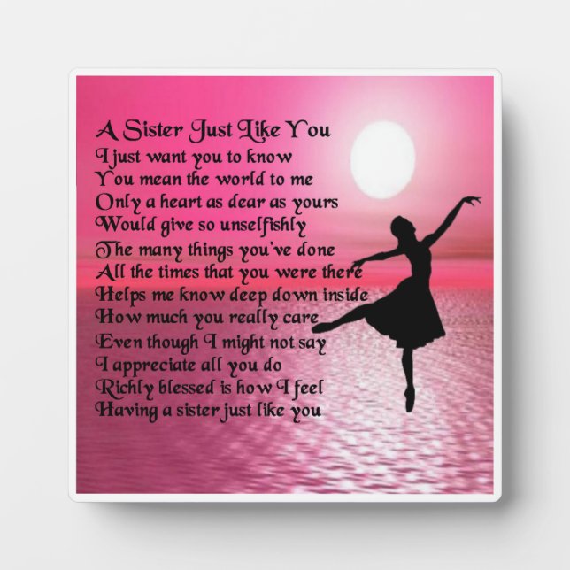 Photo Plaque Poem Soeur - Design Ballerina (Devant)