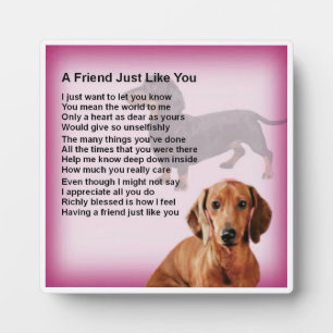 Photo Plaque poème ami - Daschund Chien Design