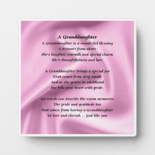 Photo Plaque poème Grandgirl - Design en soie rose