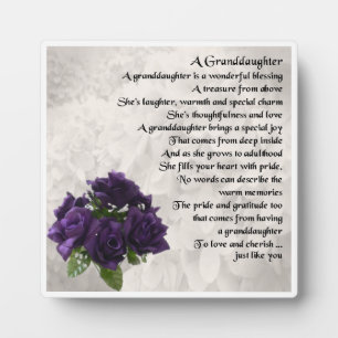 Photo Plaque Poème Grandgirl - Design Rose violet