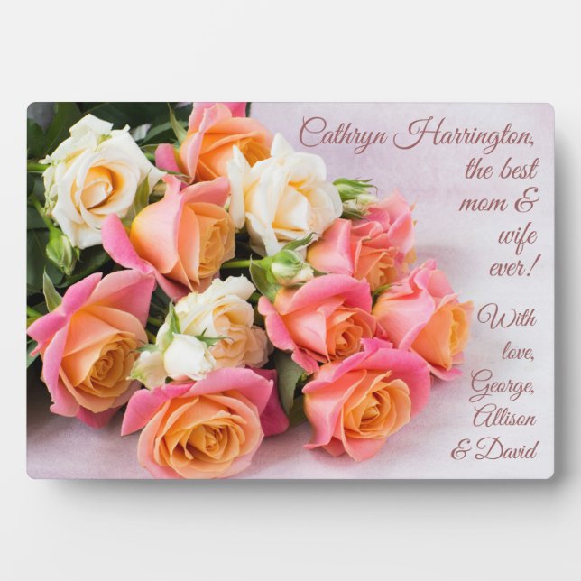 Photo Plaque Rose texte personnalisée (Devant)
