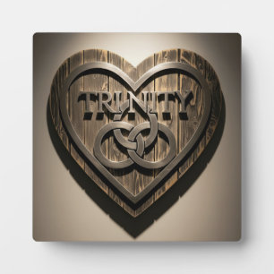Photo Plaque symbolique en bois rustique TRINITY Heart