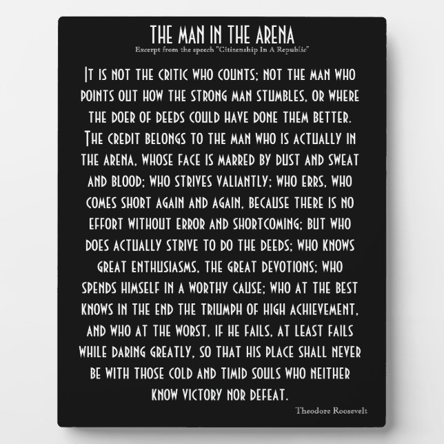 Photo Plaque "The Man In The Arena" (Devant)