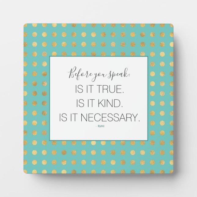 Photo Plaque Turqoise Faux Gold Type SayingTabletop (Devant)