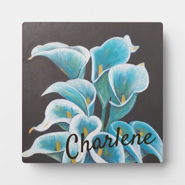 Photo Plaque Turquoise Fleur personnalisée (Devant)