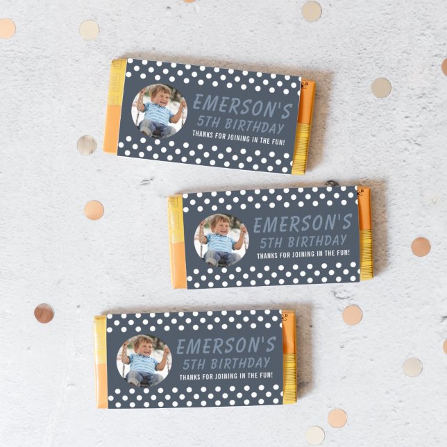 Photo Polka Dot Anniversaire Candy Bar Wrapper (Créateur téléchargé)