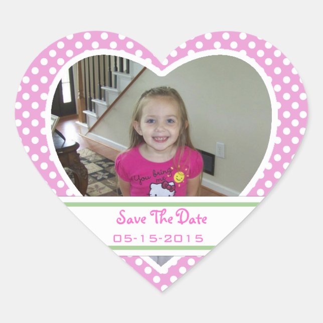 Photo : Polka-dot Heart : Save the Date Stickers (Devant)