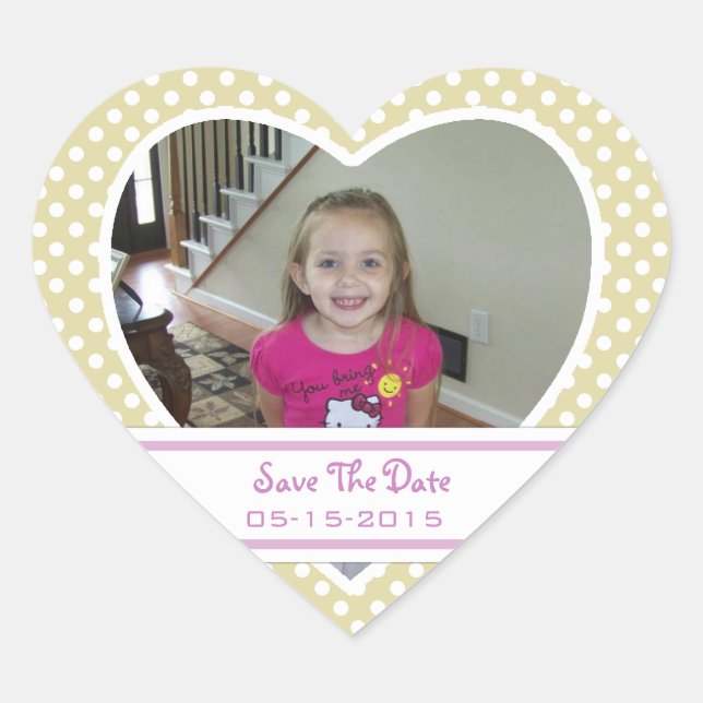 Photo : Polka-dot Heart : Save the Date Stickers (Devant)