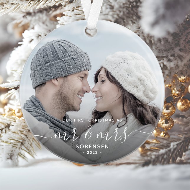 Photo Premier Noël Marié Script Blanc (Créateur téléchargé)