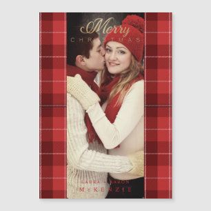 Photo Premier Noël Tartan Rouge à Carreaux