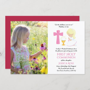 PHOTO Première Sainte Communion Invitations Fille