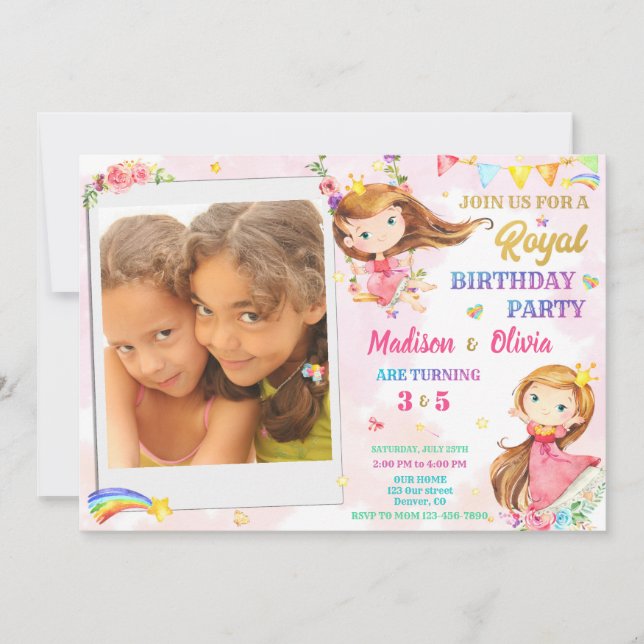 Photo Princesse invitation anniversaire Royal anni (Devant)