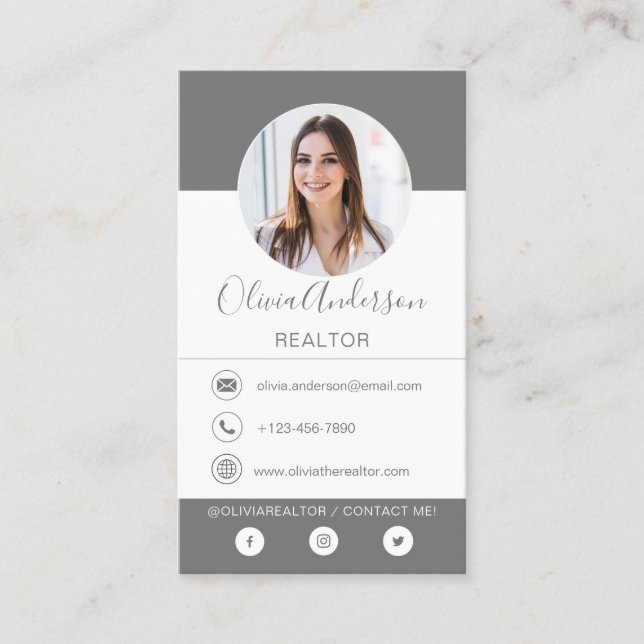 Photo professionnelle Carte de visite gris charbon (Devant)