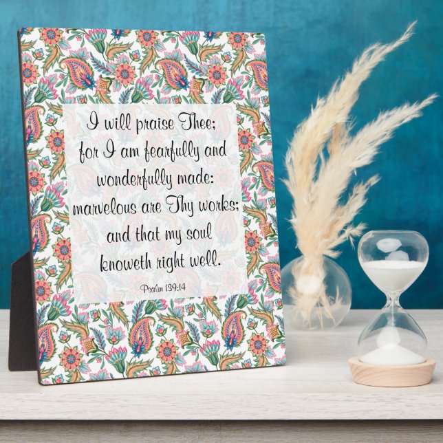 Photo Psaume 139:14 Plaque (Côté)