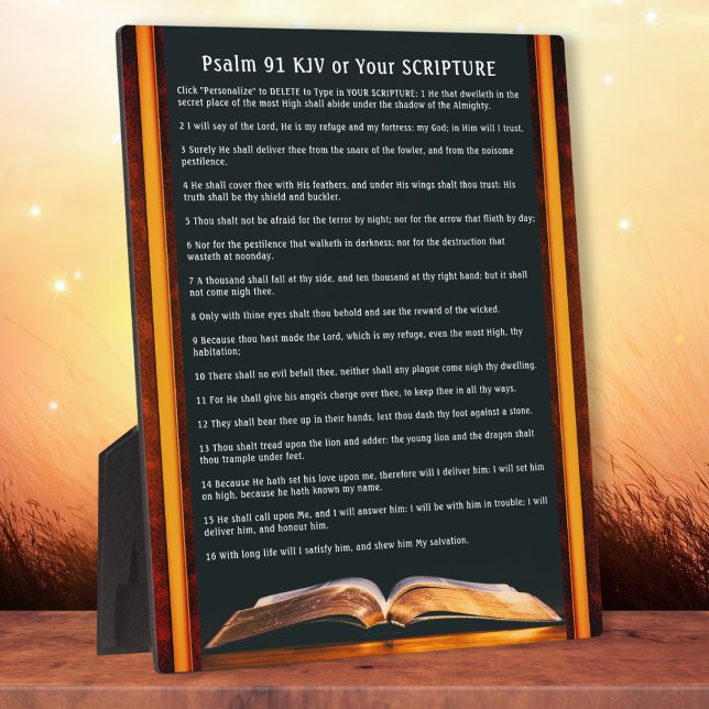Photo Psaume 91 cadeaux ou plaque de votre Écriture préf (Psalm 91 prayer personalized for family and friends. Psalm 91 personalised. Psalms 91 plaque, KJV.)