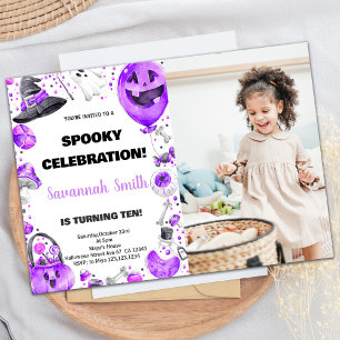 Photo Purple Ballon Halloween Invitations d'annive