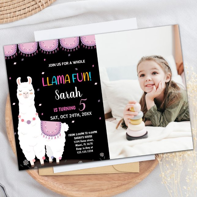 Photo Purple Llama Fun Llama Invitations Anniversa (Photo Purple Llama Fun Llama Birthday Invitations)