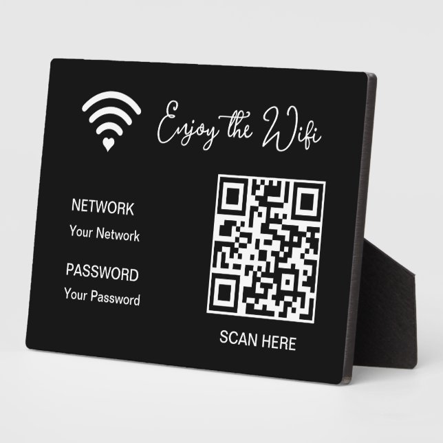 Photo QR Code Blanc Profitez De La Plaque Tabletop Wifi (Côté)