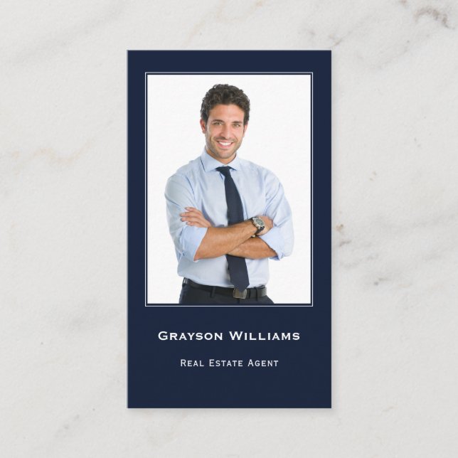 Photo QR Code Marine Blue Immobilier Carte de visi (Devant)