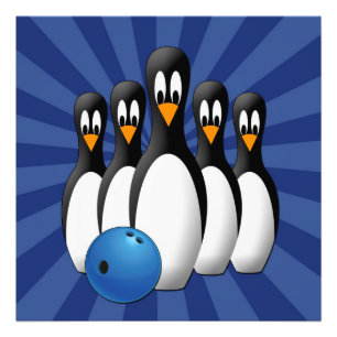 Photo Quilles de bowling de pingouins mignons impression