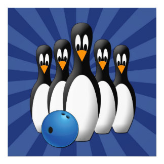 Photo Quilles de bowling de pingouins mignons impression