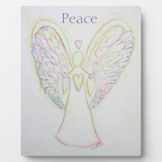 Photo Rainbow Hearts Angel Peace Art Plaque personnalisé (Devant)