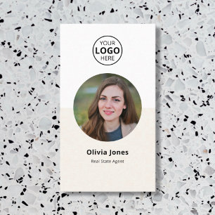 Photo Realtor QR Code Carte de visite beige