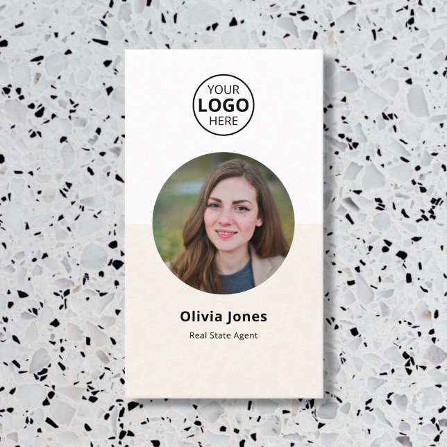 Photo Realtor QR Code Carte de visite beige (Créateur téléchargé)