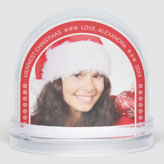Photo Red Arch Merriest Christmas White Snowflakes