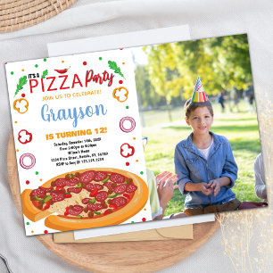 Photo Red Chili White Pizza Invitations d'annivers
