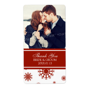 Photo Red White Snowflakes Étiquette de mariage hi