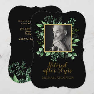 PHOTO Retraite Invitation Black Gold Feuilles
