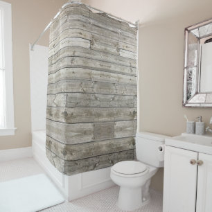 Photo, rideaux en douche en bois rustiques de